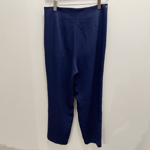 MONK & LOU NWT Crepe Mogen Tie Pant Navy Blue - Picture 3 of 3